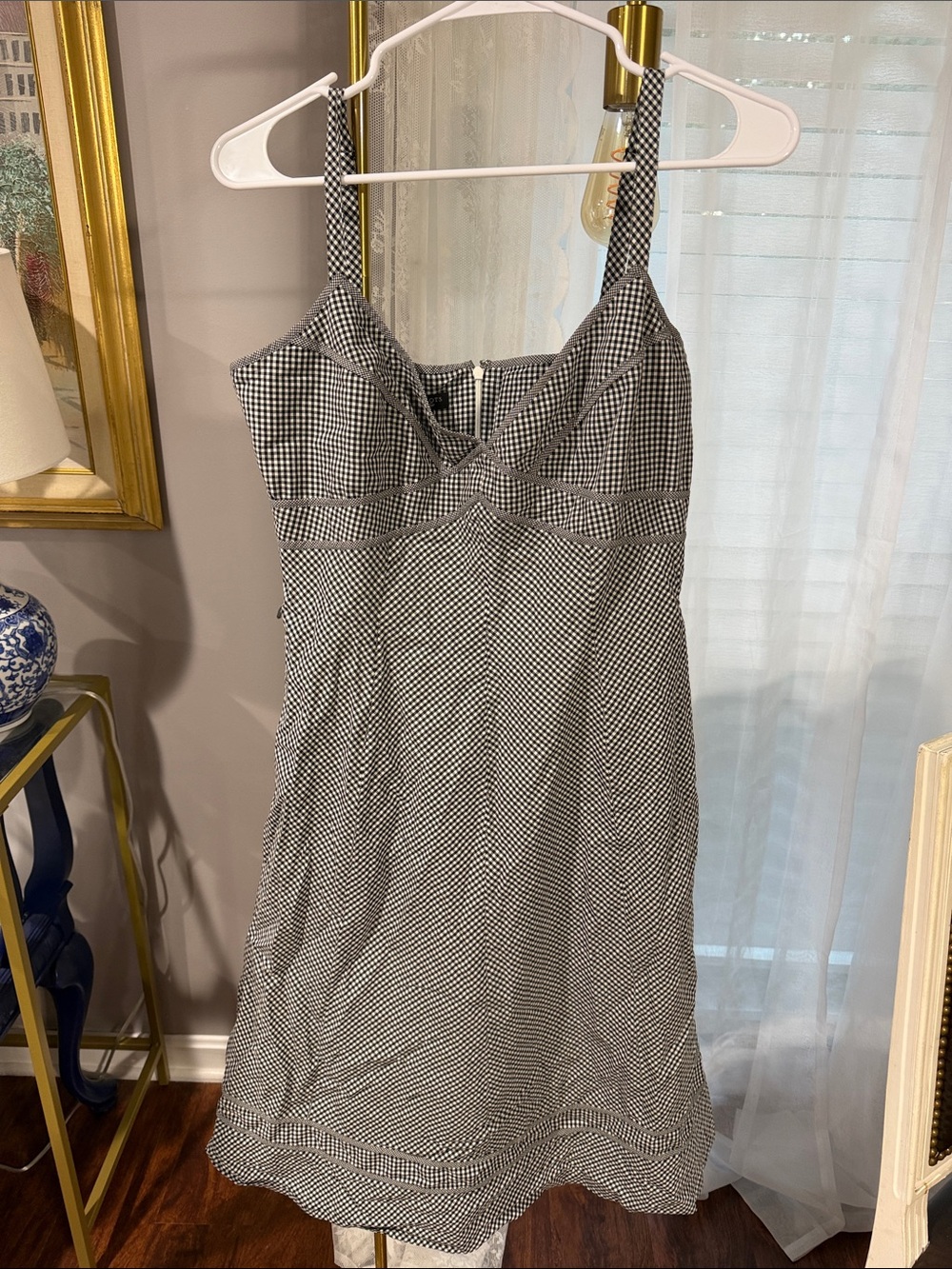 Talbots Black and White Gingham Midi Dress